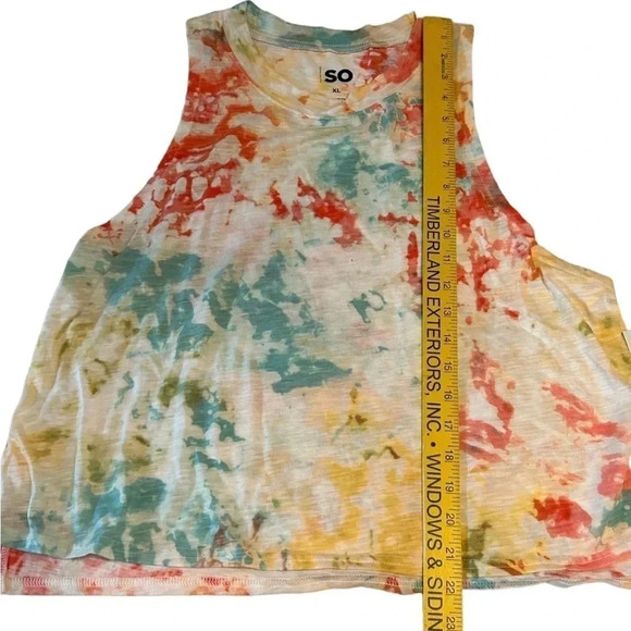 SO Brand Juniors’ cropped high neck racer back tank top. Peach Tie Dye. NWT - Picture 5 of 6